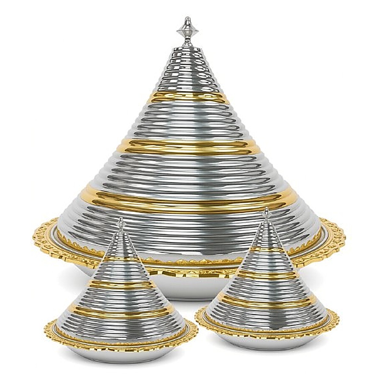 Tajines Coniques Argent & Or (3 tailles)